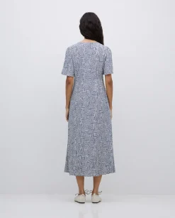 YERSE Vestido creppe viscosa ecovero azul Online