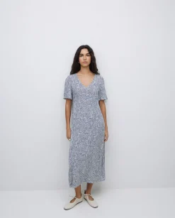 YERSE Vestido creppe viscosa ecovero azul Online