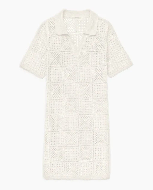 YERSE Vestido crochet cuello polo crudo Discount