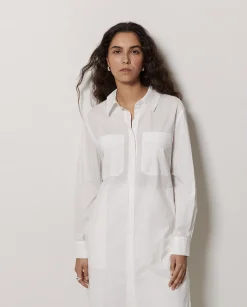 YERSE Vestido cuello camisero popelín blanco Sale