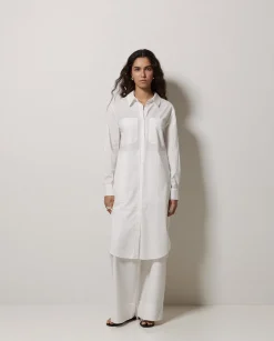 YERSE Vestido cuello camisero popelín blanco Sale