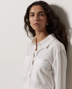 YERSE Vestido cuello camisero popelín blanco Sale