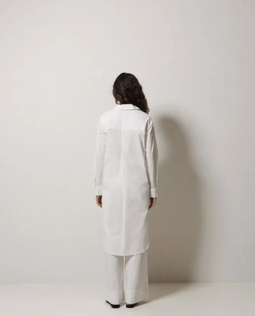 YERSE Vestido cuello camisero popelín blanco Sale