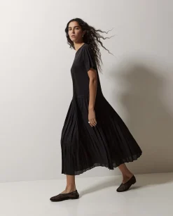 YERSE Vestido evasé falda plisada negro Best
