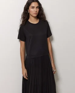 YERSE Vestido evasé falda plisada negro Best