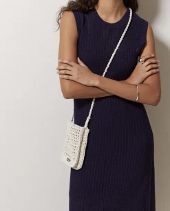 YERSE Vestido largo calado azul oscuro Discount