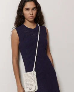 YERSE Vestido largo calado azul oscuro Discount