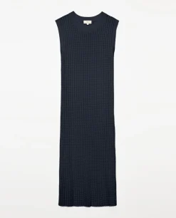 YERSE Vestido largo calado azul oscuro Discount