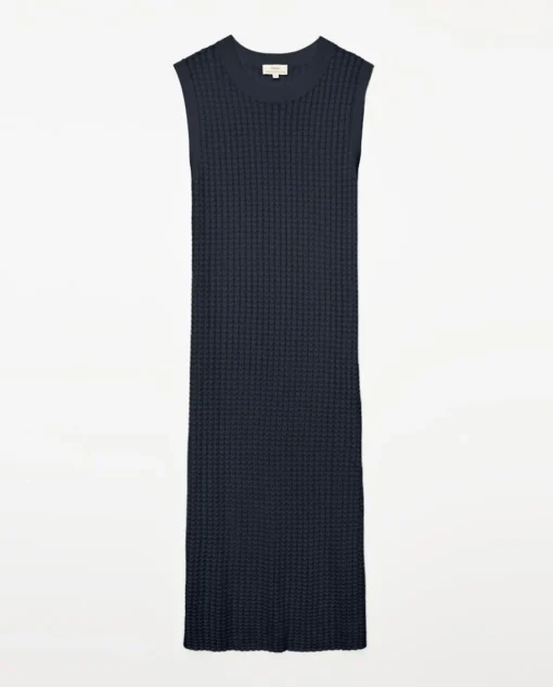 YERSE Vestido largo calado azul oscuro Discount