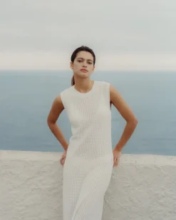 YERSE Vestido largo calado blanco New