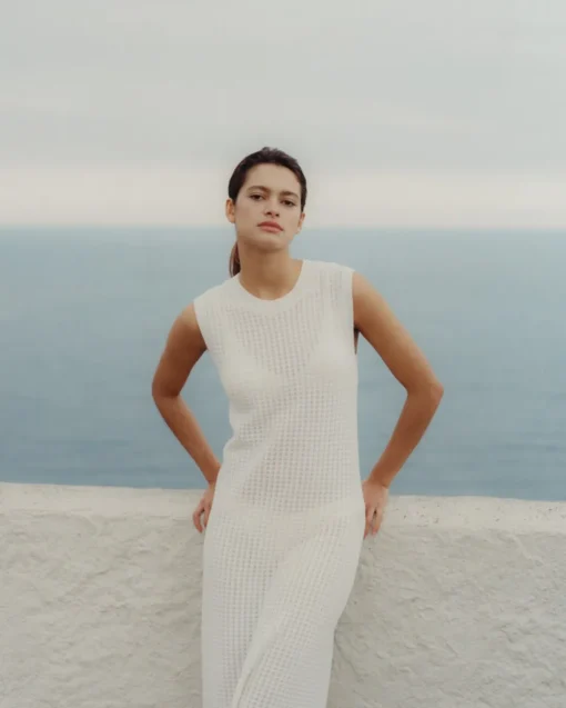 YERSE Vestido largo calado blanco New