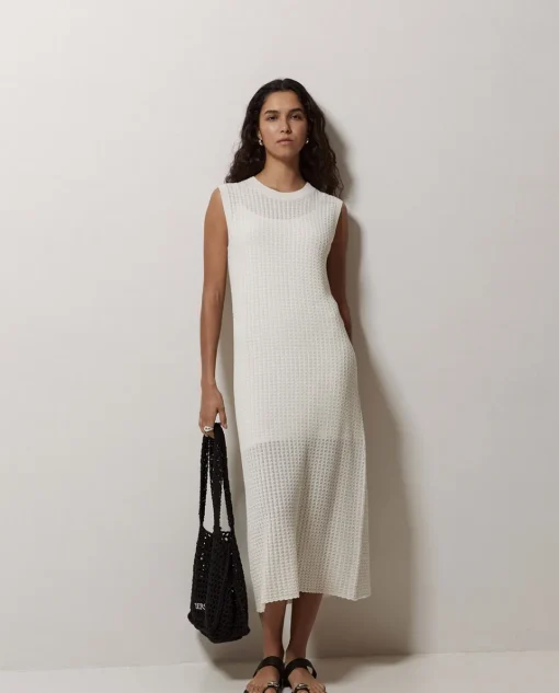 YERSE Vestido largo calado blanco New