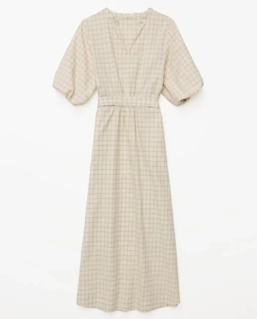 YERSE Vestido largo cuadros crudo Discount