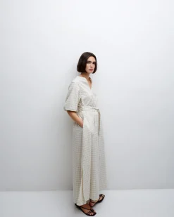 YERSE Vestido largo cuadros crudo Discount