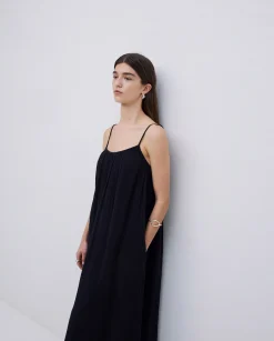 YERSE Vestido largo doble gasa negro Best