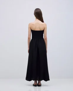 YERSE Vestido largo drapeado negro New