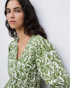 YERSE Vestido largo manga abullonada verde Best