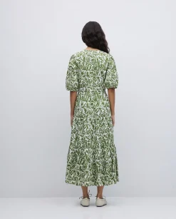 YERSE Vestido largo manga abullonada verde Best