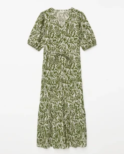 YERSE Vestido largo manga abullonada verde Best