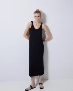 YERSE Vestido largo punto azul oscuro Sale