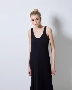 YERSE Vestido largo punto azul oscuro Sale