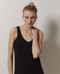YERSE Vestido largo punto negro Clearance