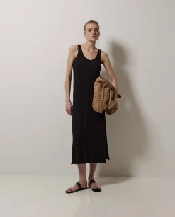 YERSE Vestido largo punto negro Clearance