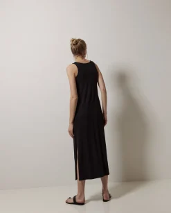 YERSE Vestido largo punto negro Clearance