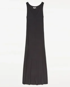 YERSE Vestido largo punto negro Clearance