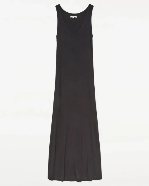 YERSE Vestido largo punto negro Clearance