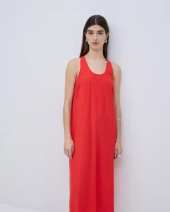YERSE Vestido largo sin mangas coral Discount