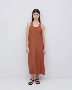 YERSE Vestido largo sin mangas terracota Fashion