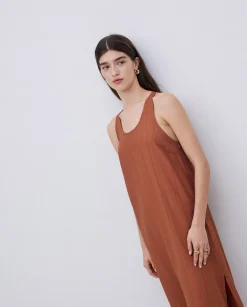 YERSE Vestido largo sin mangas terracota Fashion