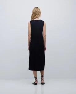 YERSE Vestido largo tirantes evasé negro Outlet