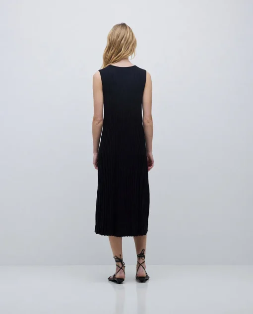 YERSE Vestido largo tirantes evasé negro Outlet