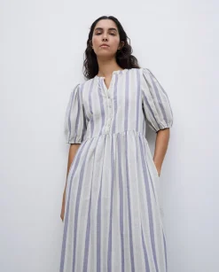 YERSE Vestido largo volantes azul New