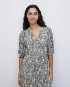 YERSE Vestido midi estampado floral caqui Sale