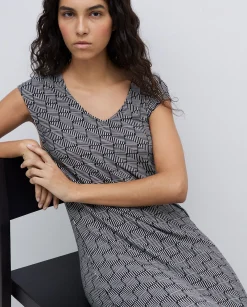 YERSE Vestido midi geométrico negro Online
