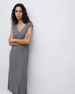 YERSE Vestido midi geométrico negro Online