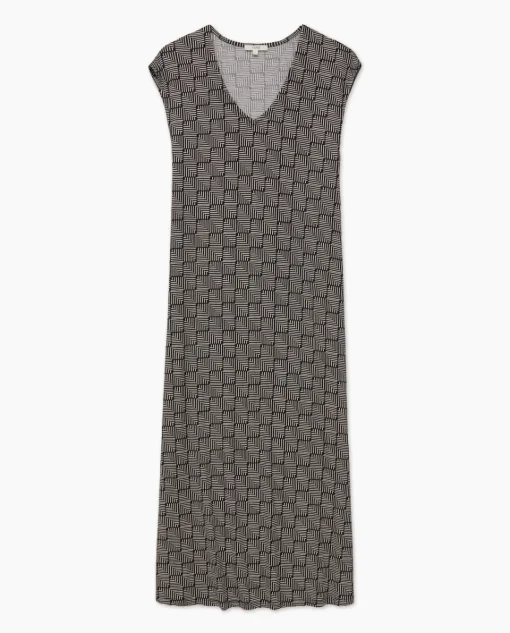 YERSE Vestido midi geométrico negro Online
