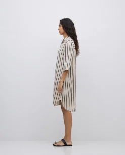 YERSE Vestido tencel cuello camisero crudo Hot