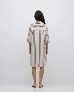 YERSE Vestido tencel cuello camisero crudo Hot