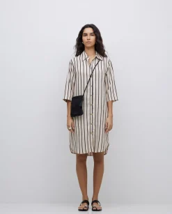 YERSE Vestido tencel cuello camisero crudo Hot