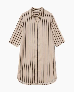 YERSE Vestido tencel cuello camisero crudo Hot