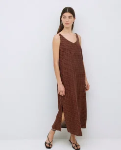 YERSE Vestido tencel pico chocolate Best
