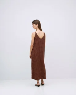 YERSE Vestido tencel pico chocolate Best