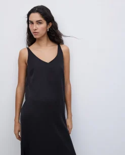 YERSE Vestido tencel pico negro Sale