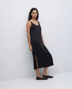 YERSE Vestido tencel pico negro Sale