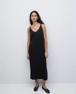 YERSE Vestido tencel pico negro Sale